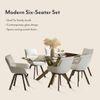 Zaida 6 Seater Dining Table With Set Of 6 Bren Swivel Dining Chairs (Colour- Ivory, Finish- Glass)