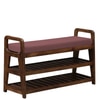 Fjellstad Solid Wood Shoe Rack with Seating in Walnut Brown finish