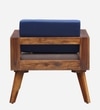 LIfty Sheesham Wood 1 Seater Sofa In Provincial Teak Finish & Blue Back