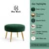Doe Buck Luna Boucle Round Ottoman Stool in Green Colour with Gold Metal Legs