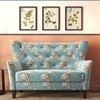 Frida 2 Seater Fabric Loveseat In Dusty Teal Floral Colour
