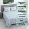 Qari Green Shade Floral 400 TC Cotton Flat Double Queen Size Bedsheet with 2 Pillow Covers – Threads