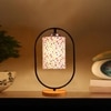 Devansh Printed  Cotton Drum  Wooden & Iron Table Lamp -17 Inch Height  -P