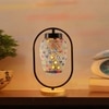 Devansh Multicolor Glass Wooden & Iron  Table Lamp -17 Inch Height  -Y