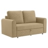 Baruna 2 Seater Velvet Pull Out Sofa Cum Bed with Storage In Beige Color