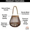 Luxe Home Hanging Bamboo Lantern with Handle or Glass Jar-2023-269- Cocoa (23x22x22 cm)