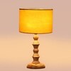 Devansh Yellow Cotton Table Lamp With Wood Natural Base (7X7X15.5 Inches)-6