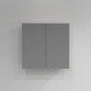 2 Door Mirror Glossy Triple Layered Uv Resistant Handless Cabinet In Grey Finish