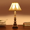 Devansh Off-White Cotton Vintage Curtain Pleated   Lamp With Wood Base (12X12X22.75)