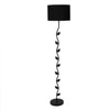 Sia Black Cotton Floor Lamp with Solid Wood