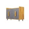 Hexa Red Multipurpose Storage Cabinet With 3 Drawer 2 Door in Giant Wood And Slate Grey Colour