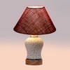 Devansh Conical Maroon Jute Shade Lamp With Wood & Mosaic Glass Base For Decoration/Office/Home/Gifting/Study For Decoration/Office/Home/Gifting/Study -(10X10X14.5) Inches -A