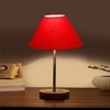Devansh Red Cotton Table Lamp With  Natural  Wood Base  & Steel Pipe (10X16.25 Inches)-29