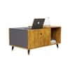 Hexa Engineered Wood Center Table With Storage And Open Rack In Giant Wood And Slate Grey