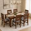 Globally Indian Vedansh Solid Sheesham Wood 6 Seater Dining Table Set 6 Chairs Grey