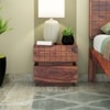 Cnc Solid Wood Bedside Table in Teak Finish