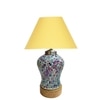 Devansh Conical  Yellow Cotton Shade  Lamp With  Wood & Mosaic Glass Base For Decoration /Office/Home/Gifting/Study For Decoration /Office/Home/Gifting/Study -(10X10X14.5) Inches -