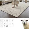 Handmade Wool Area Rug Modern Abstract Ivory Green 5 x 8 Feet Carpet