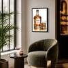 The Castle Decor Whiskey Bottle Glass Wall Art Framed Painting 12x18 Inch
