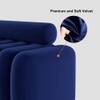 Wooden Twist Veylo Modern Line Design Bench with Round Back Pillow in Blue Colour