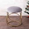 Classic Velvet Ring Metallic Stool in Grey Color Set of 2