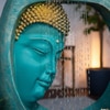 Buddha Face Shower Gold Wine Fiber Glass Indoor Fountain