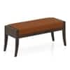 Ibha Solid Wood Entryway Bench In Dark Chestnut Finish with Nappa Tan Leatherette Colour