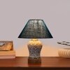 Devansh Conical Turquoise Jute Shade Lamp With Wood & Mosaic Glass Base For Decoration/Office/Home/Gifting/Study For Decoration/Office/Home/Gifting/Study -(10X10X14.5) Inches -A