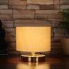 Louie off-white cotton table lamp with Gold wood base