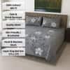 Grey & White Floral 400 TC Cotton Flat Super King Size Bedsheet With 2 Pilllow Covers