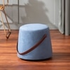 Hoist Collection Light Blue Pouf With Faux Leather Strap
