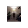 Spectre Wooden Floor Lamp with Brown Base and Jute Fabric Lampshade