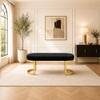Doe Buck Upholstered Oval Bench in Black Colour with Gold Loop Legs