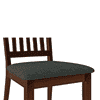 Diner Solid Wood Dining Chair Set Of 2 In Dark Walnut Finish With Grey Colour Fabric