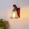 Devansh Solid Wood Electric Wall Light in Brown Colour with Transparent Shade Count of 1 Light