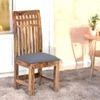 Columbus wood Dining Chair in Anchor Grey Fabric Cushioning with TEAK FINISH