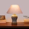 Devansh Conical Grey Cotton Shade Lamp With Wood & Mosaic Glass Base For Decoration/Office/Home/Gifting/Study For Decoration/Office/Home/Gifting/Study -(10X10X14.5) Inches -A