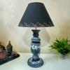 Grey Stone Finish Handpainted And Hancarved Distress Wooden Table Lamp