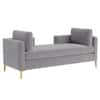 Cova Velvet Chaise Lounger in Grey Color