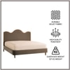 Solara Wave Luxe Queen Size Bed in velvet With Oak wood Frame & Hydraulic Storage