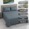Juno Grey Solid Plain 400 TC Cotton Satin Flat Super King Size Bedsheet with 2 Pillow Covers – Threads