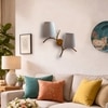 Devansh Metal Electric Wall Light in Gold Colour with Grey Shade Count of 2 Lights