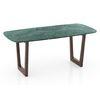 Adria Jade Green Marble 6 Seater Dining Table In Dark Sheesham Finish