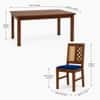 Globally Indian Valerie Solid Sheesham Wood 6 Seater Dining Table Set 6 Chairs Navy Blue