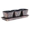 Metal Table Planters With Tray Set Of 4 In Copper And Black Colour