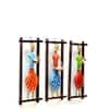 Desert Art Metal Handpainted Lady Musician Wall Hanging Set of 3 in Multicolour