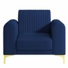 Veniza Velvet 1 Seater Sofa In Navy Blue Colour