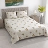 Ayan White Floral 400 TC Cotton Flat Double Queen Size Bedsheet with 2 Pillow Covers – Threads