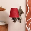 Devansh Metal Electric Wall Light in Antique Gold Colour with Maroon Shade Count of 1 Light
