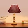 Devansh Maroon Jute Table Lamp With G Wood Natural Base (10X10X16) Inches)-36